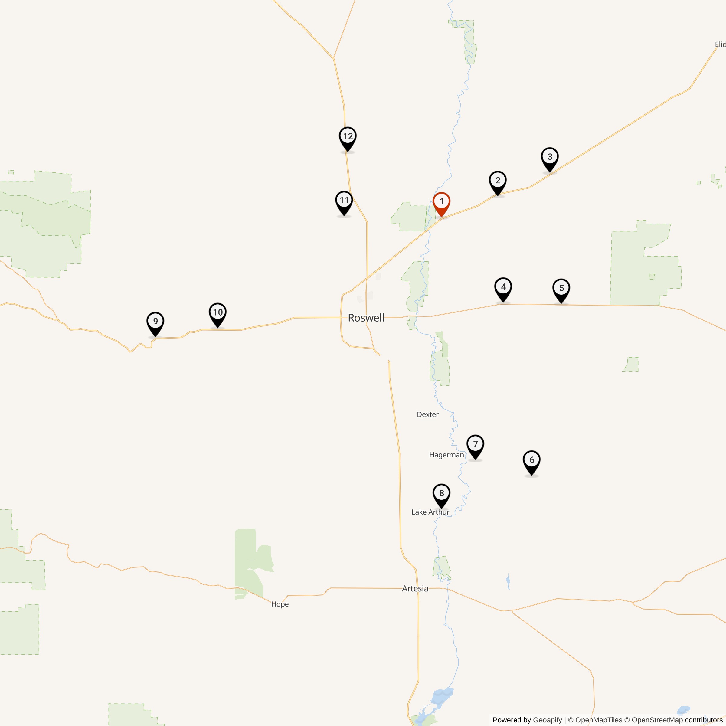 Map Showing 579th Strategic Missile Squadron Atlas F Missile Silo Locations
