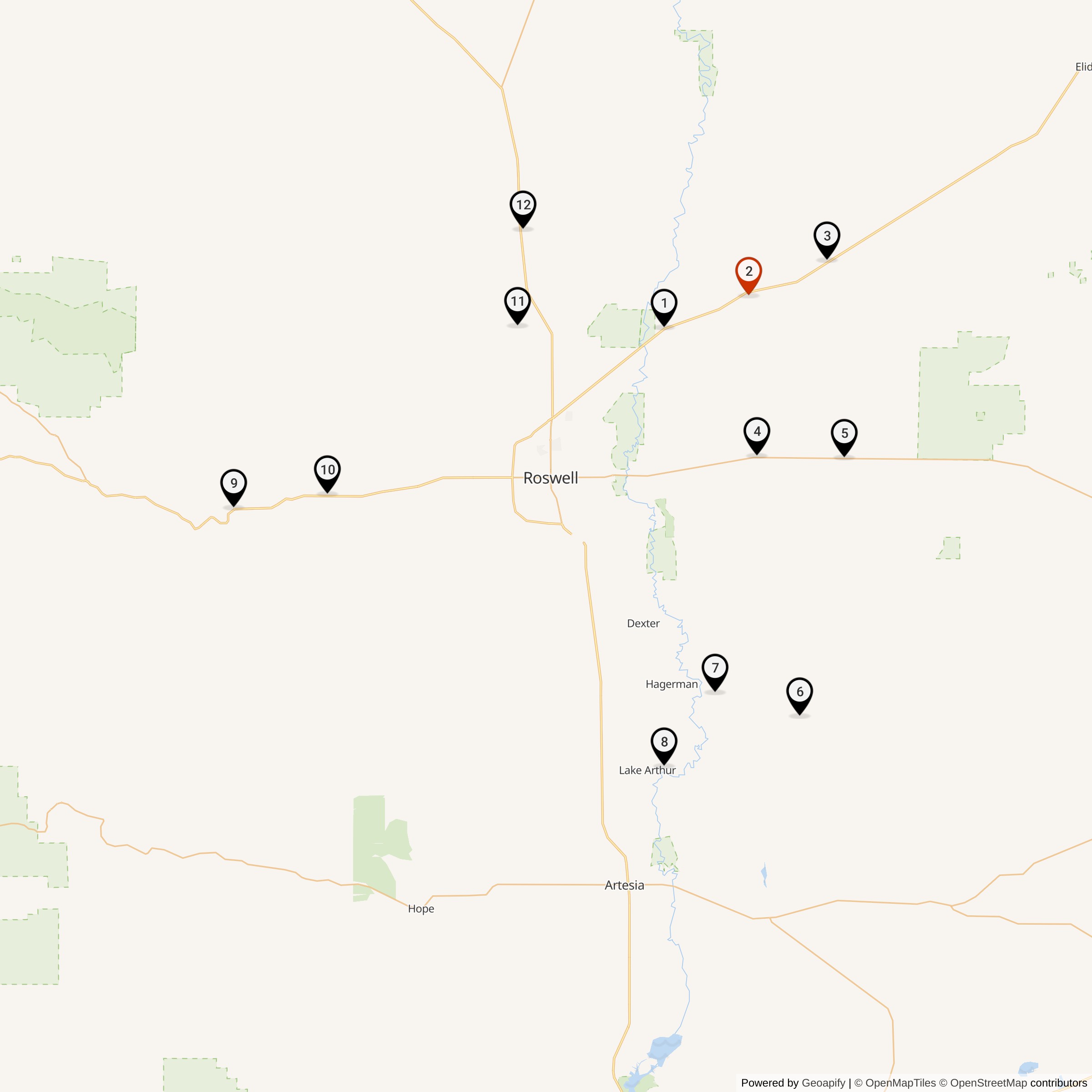Map Showing 579th Strategic Missile Squadron Atlas F Missile Silo Locations