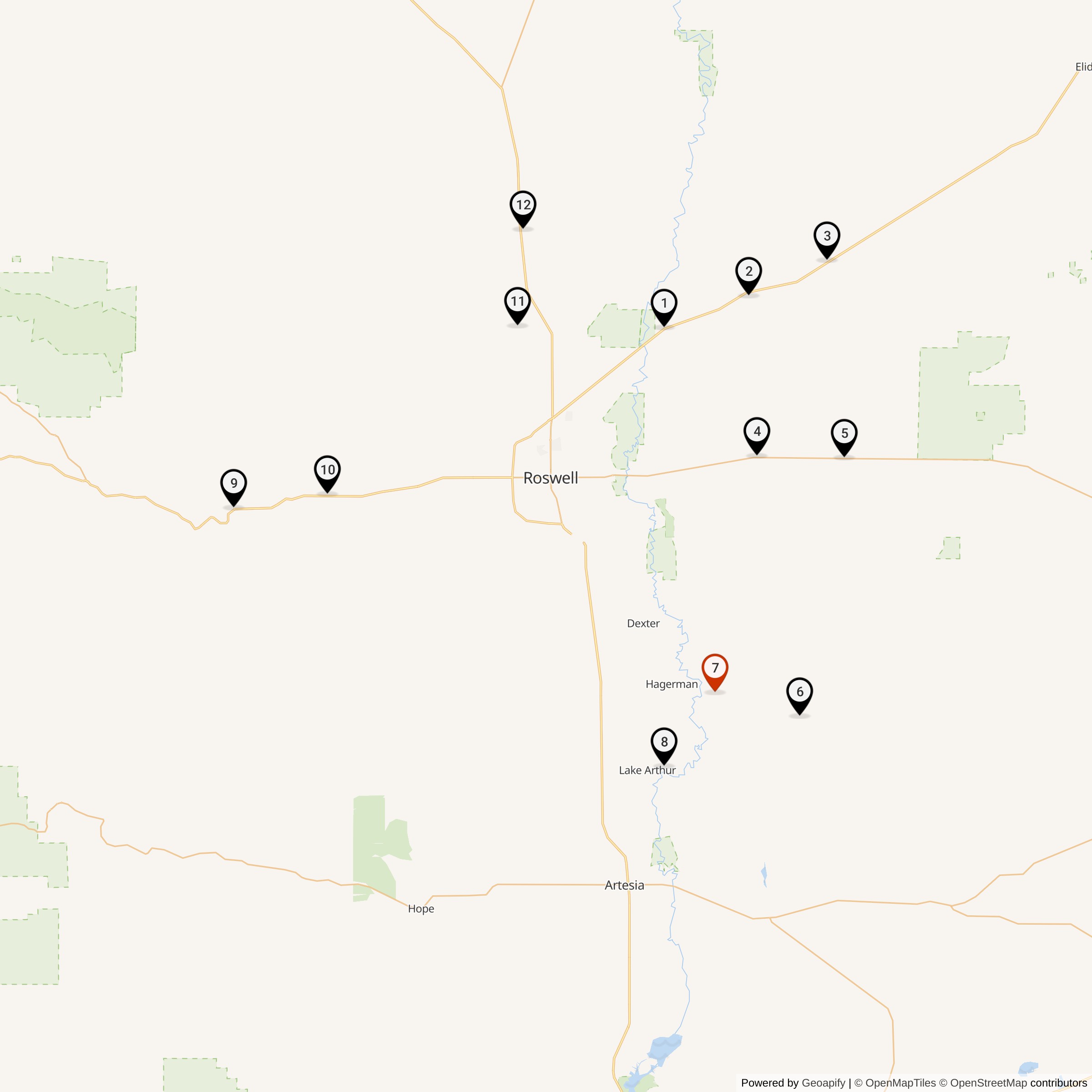 Map Showing 579th Strategic Missile Squadron Atlas F Missile Silo Locations