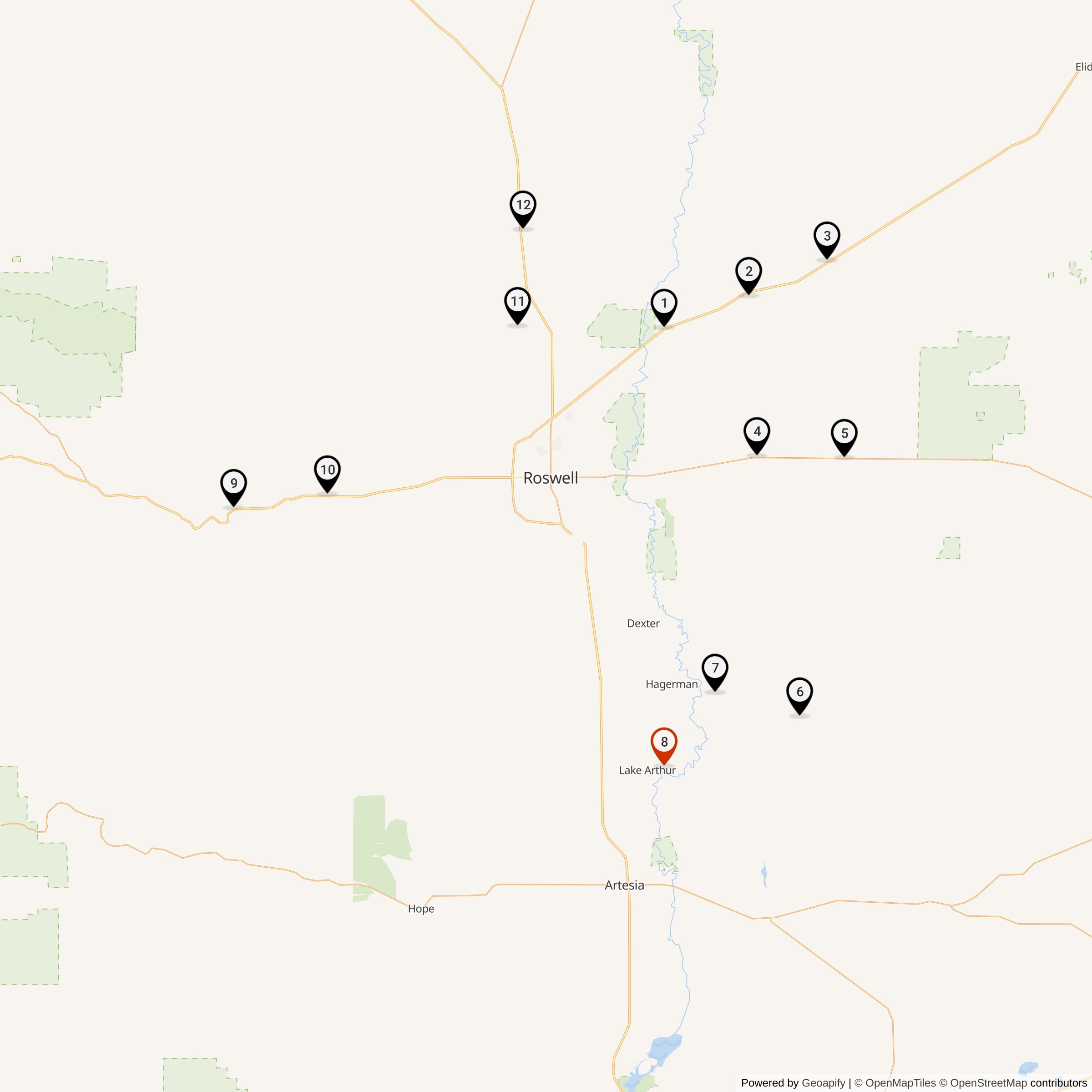 Map Showing 579th Strategic Missile Squadron Atlas F Missile Silo Locations