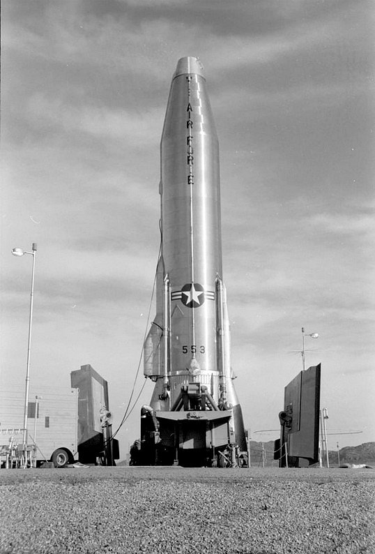 Atlas tail number 553, Site 12 missile, raised in launch position