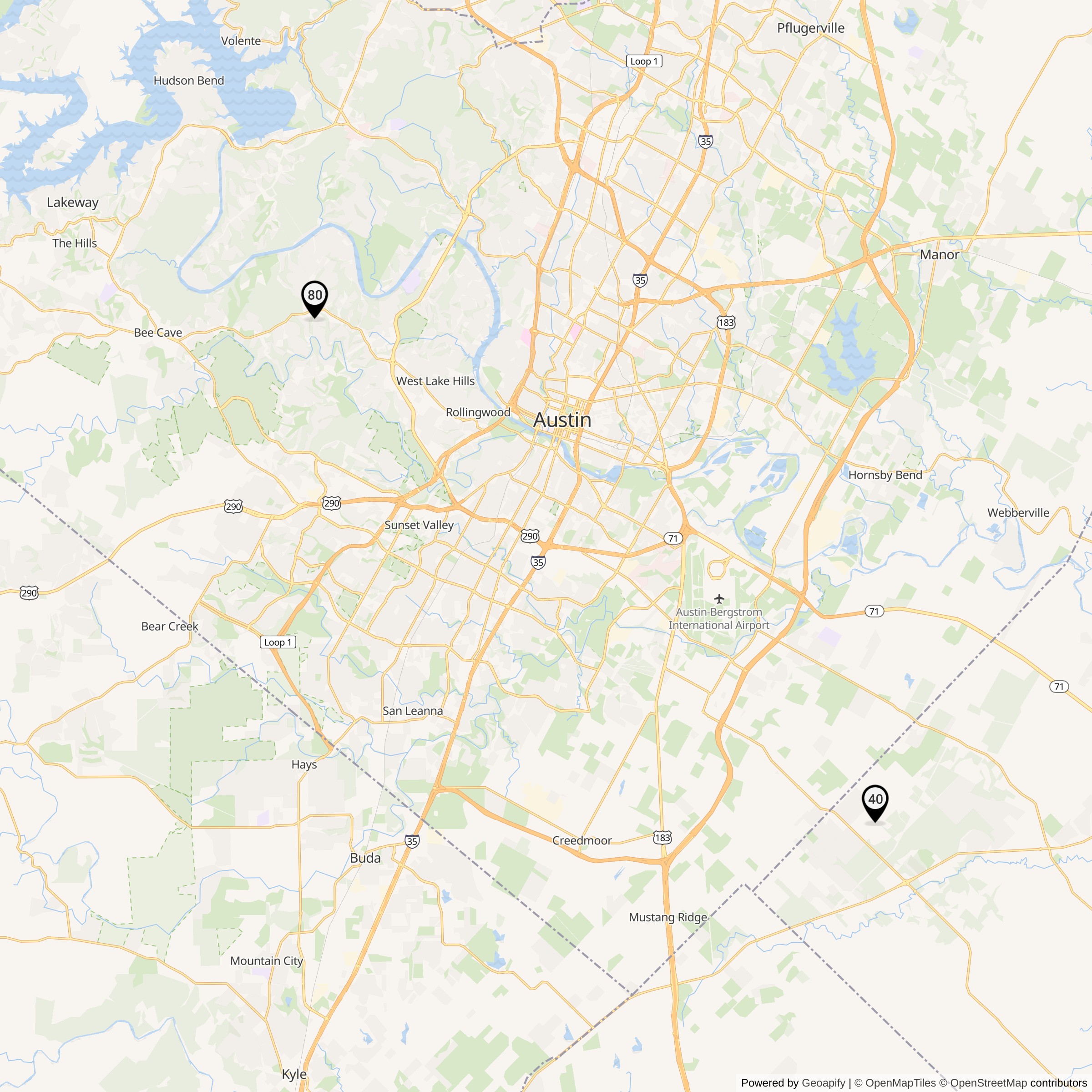 Map Showing Bergstrom AFB Defense Area Nike Locations