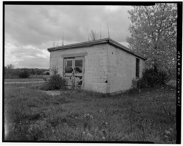 PUMP HOUSE, FRONT AND RIGHT SIDES, LOOKING SOUTHWEST