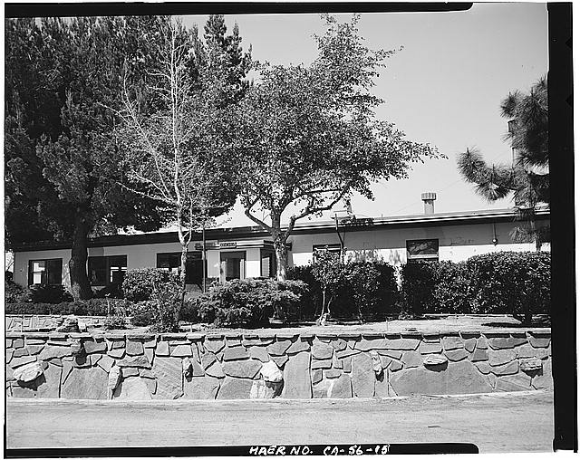 VIEW SHOWING FRONT OF MESS HALL, LOOKING NORTH. STONE WORK WAS SUBSEQUENTLY ADDED