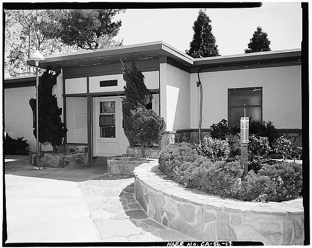 VIEW SHOWING FRONT OF DORMITORY-DOOR, LOOKING EAST