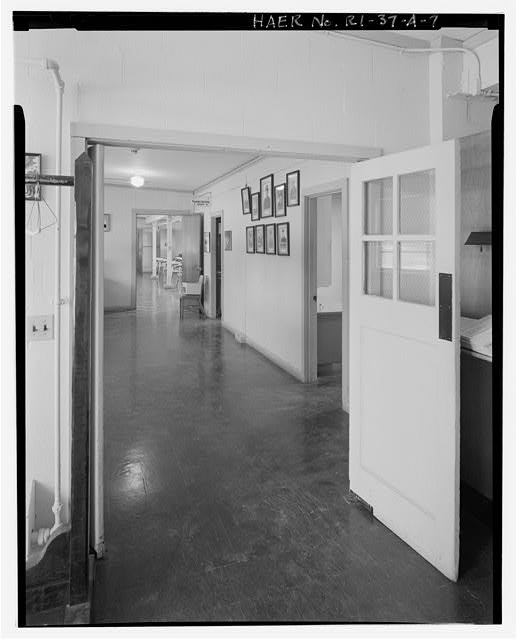 Launch Area, Barracks, interior detail of hallway VIEW WEST