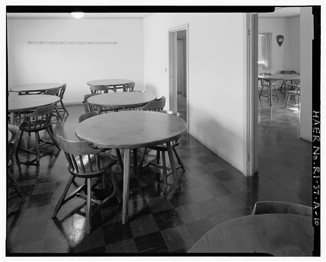 Launch Area, Mess Hall, interior detail of dining room VIEW SOUTHWEST