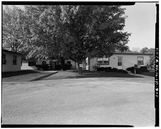 BARRACKS, NEXT TO BASKETBALL COURT, FRONT, LOOKING SOUTHWEST