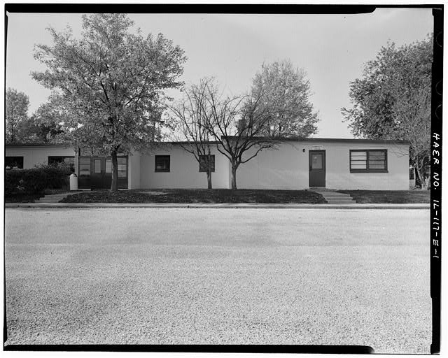 BARRACKS, WITH PARKING LOT IN FRONT, FRONT, LOOKING SOUTHWEST