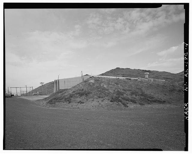 Nike Missile Site Summit, Alaska EARTHEN BERM AT LAUNCH AND MISSILE STORAGE BUILDING.