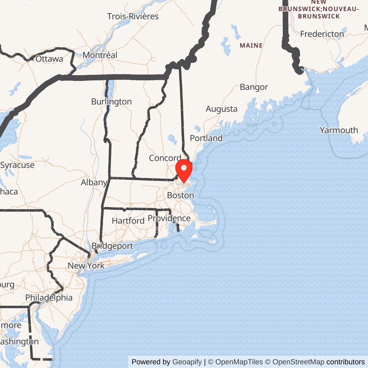 Map showing location of Nike Site B-05L, Massachusetts