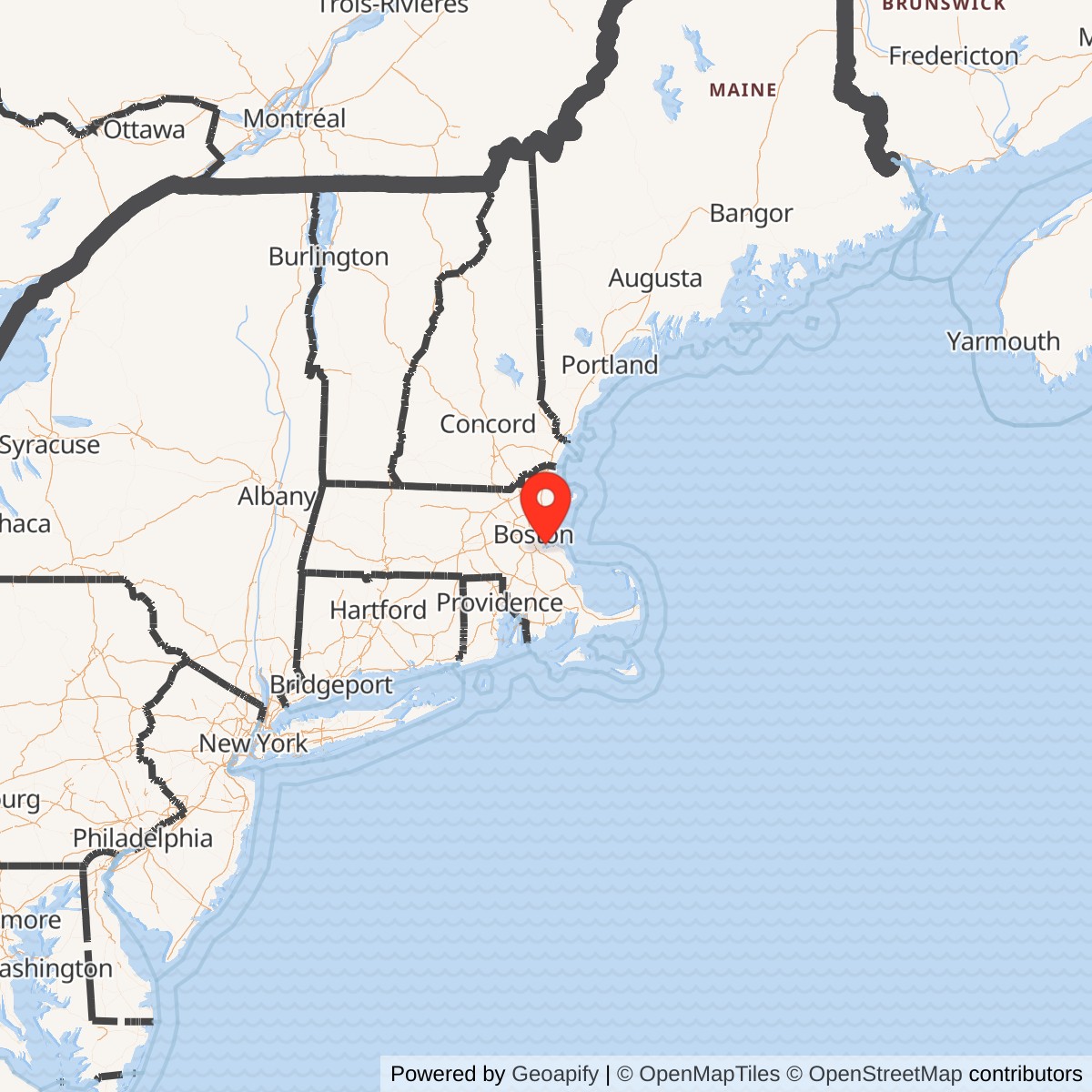 Map showing location of Nike Site B-36L, Massachusetts