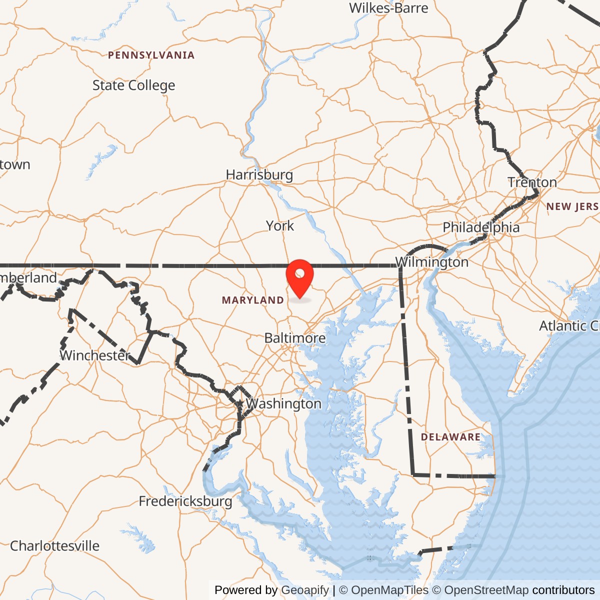 Map showing location of Nike Site BA-03L, Maryland