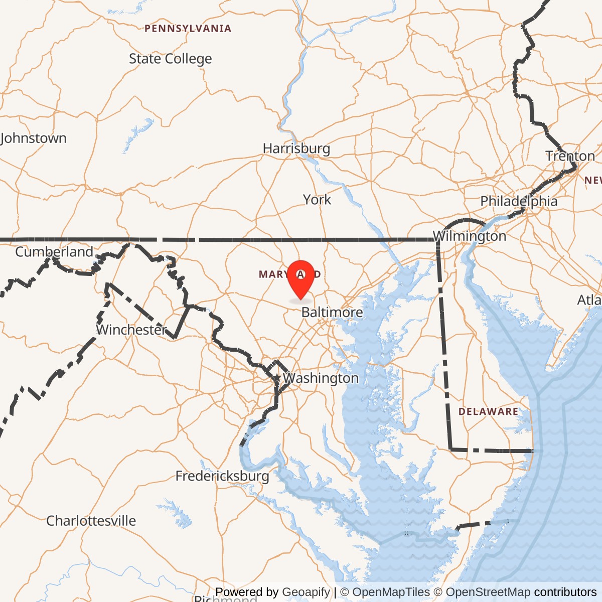 Map showing location of Nike Site BA-79L, Maryland