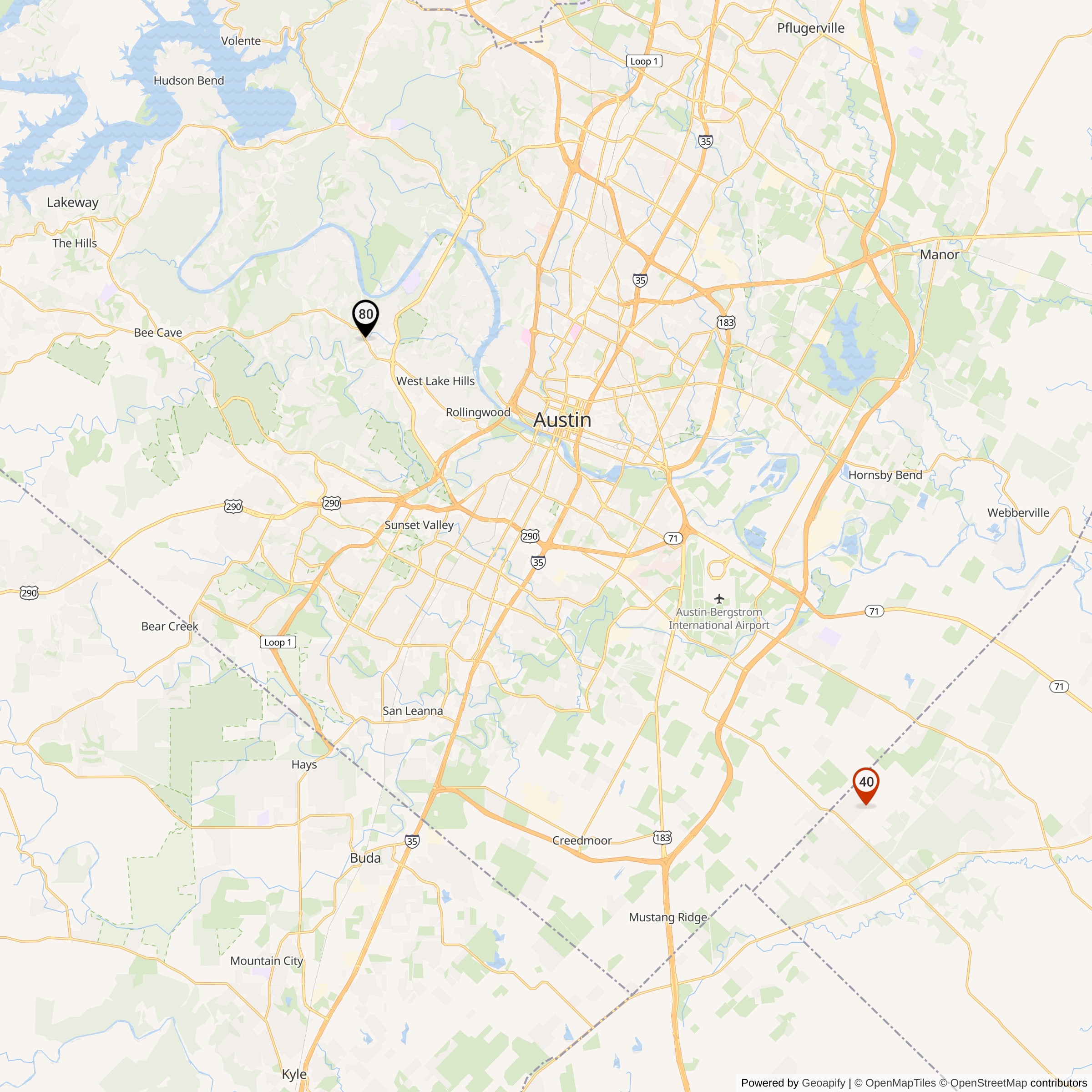 Map Showing Bergstrom Defense Area Nike IFC Locations