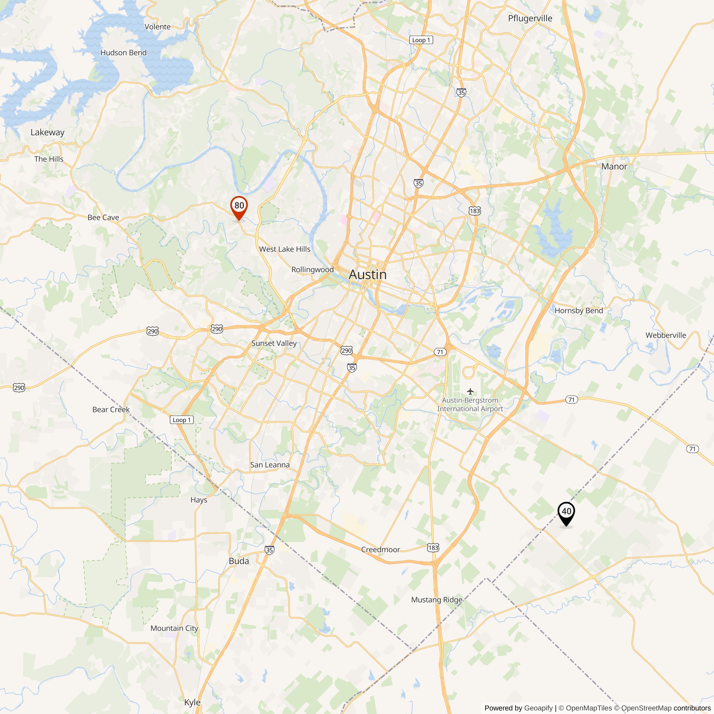 Map Showing Bergstrom Defense Area Nike IFC Locations
