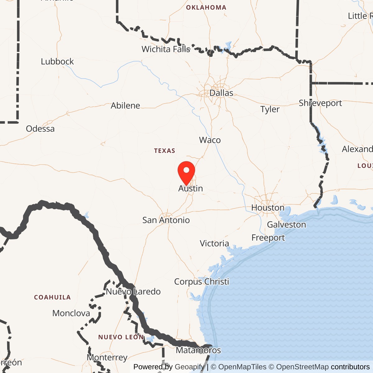 Map showing location of Nike Site BG-80L, Texas