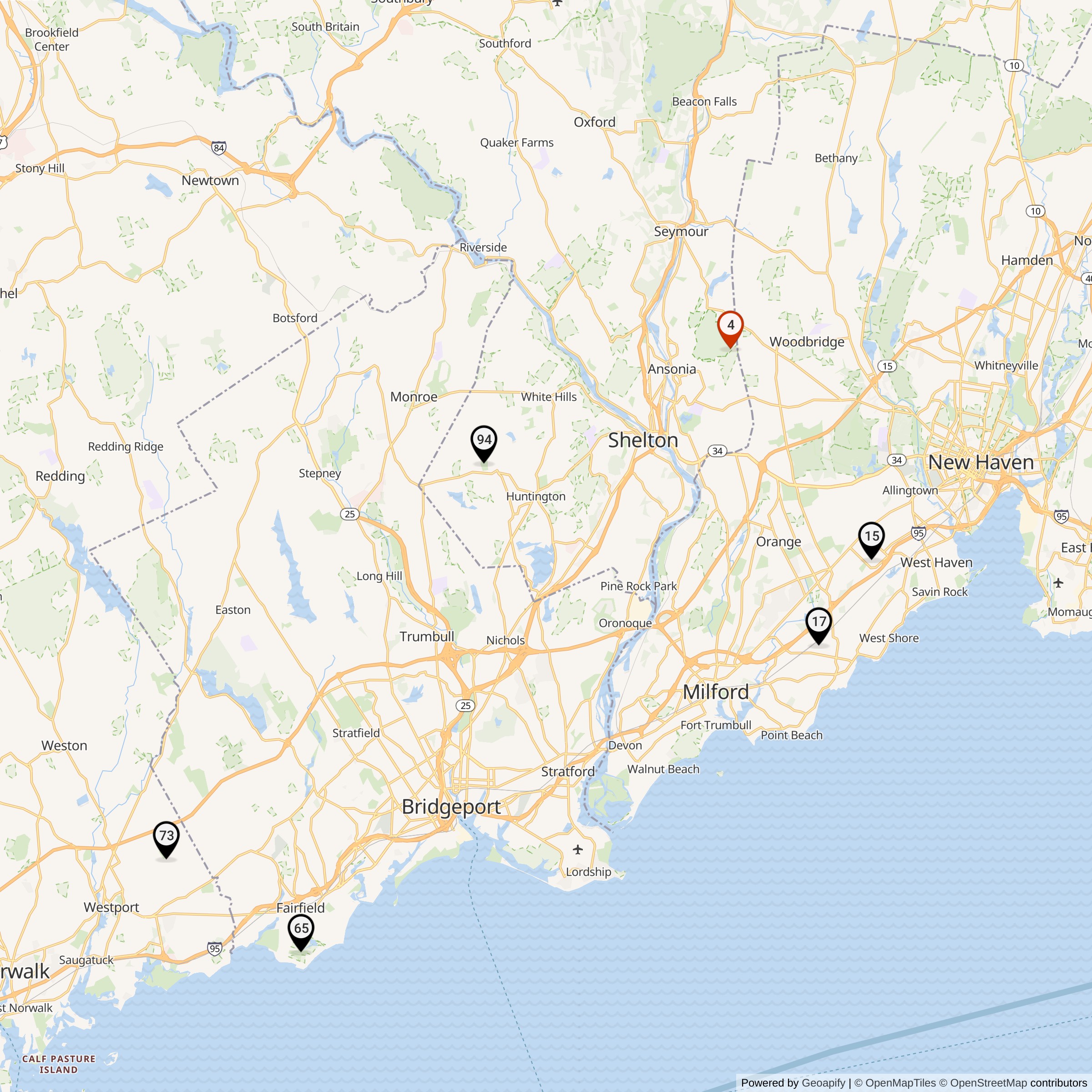Map Showing Bridgeport Defense Area Nike Launcher Locations