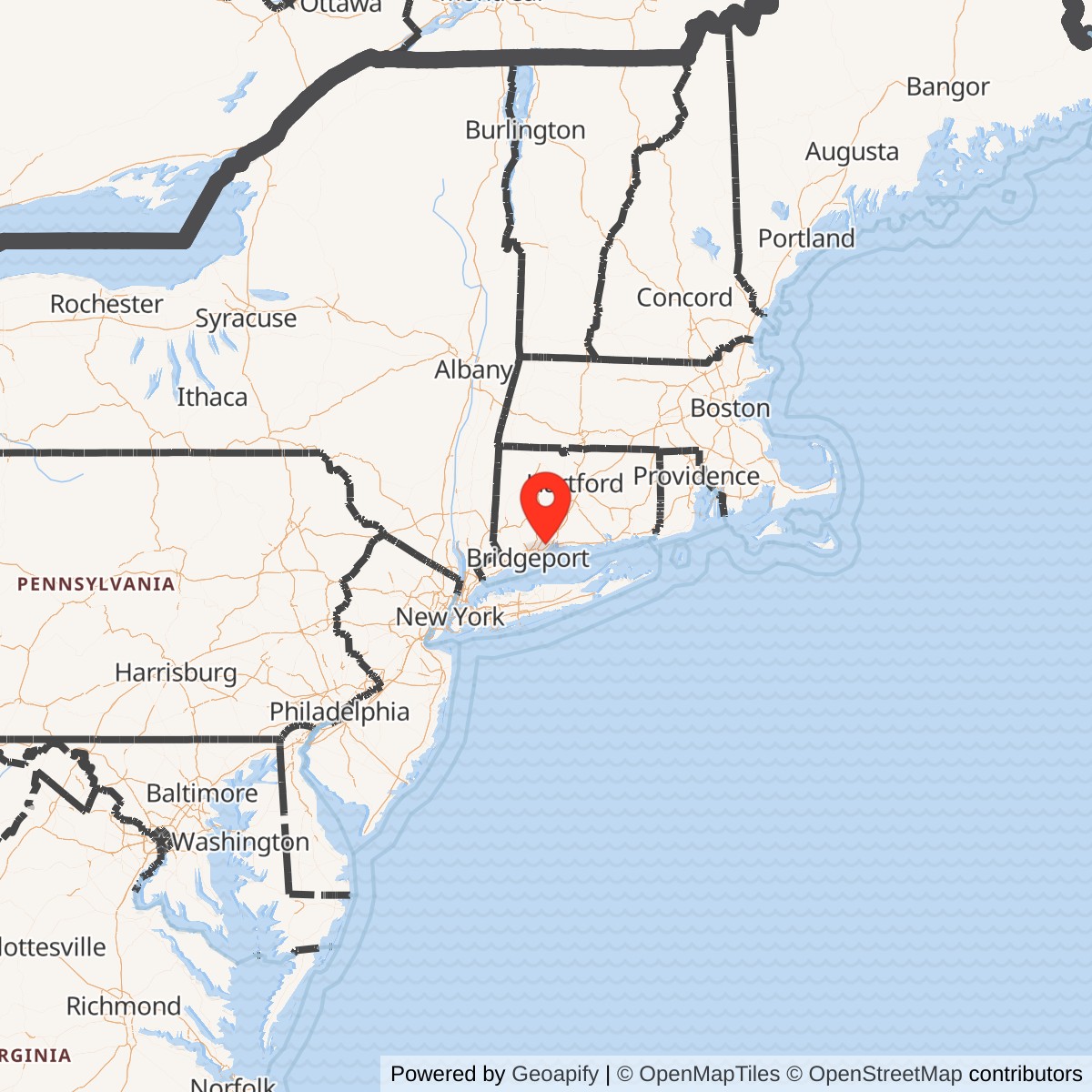 Map showing location of Nike Site BR-15 IFC, Connecticut