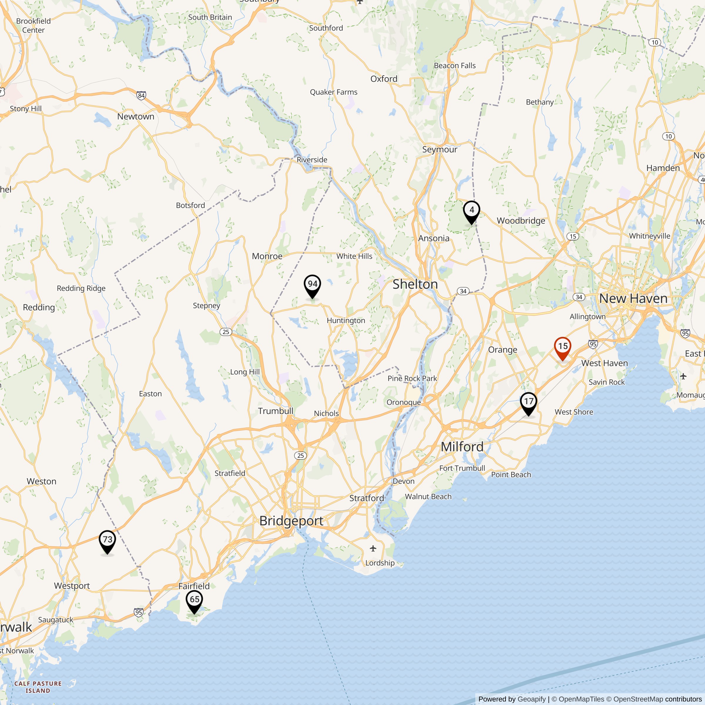 Map Showing Bridgeport Defense Area Nike Launcher Locations