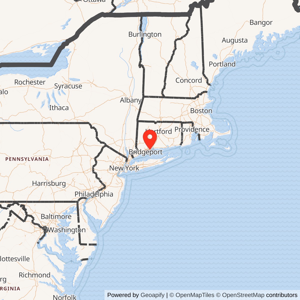 Map showing location of Nike Site BR-17 IFC, Connecticut