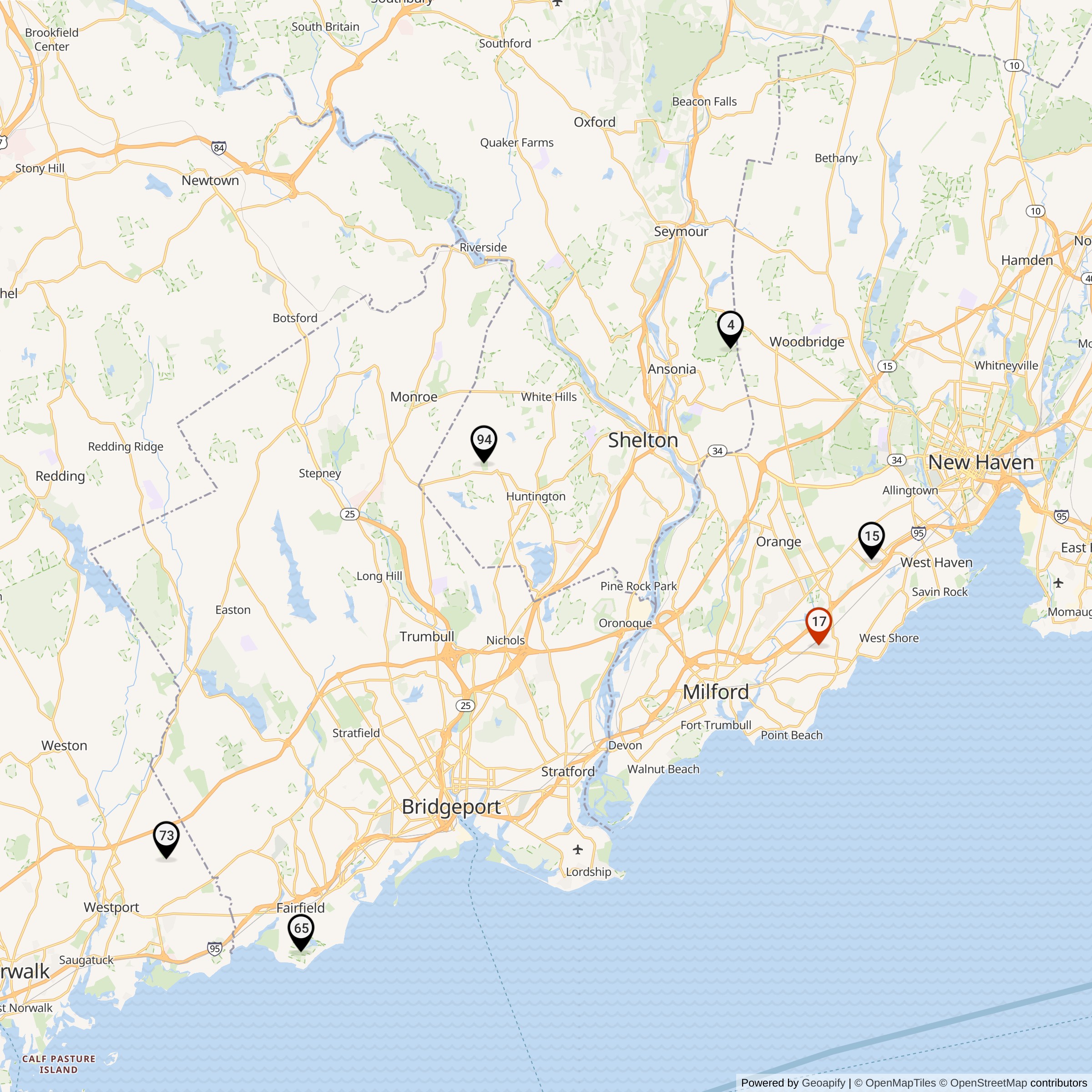 Map Showing Bridgeport Defense Area Nike Launcher Locations