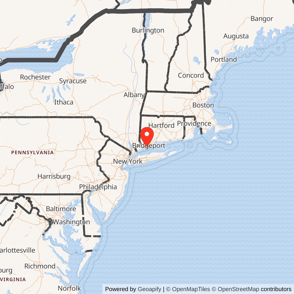 Map showing location of Nike Site BR-65 IFC, Connecticut