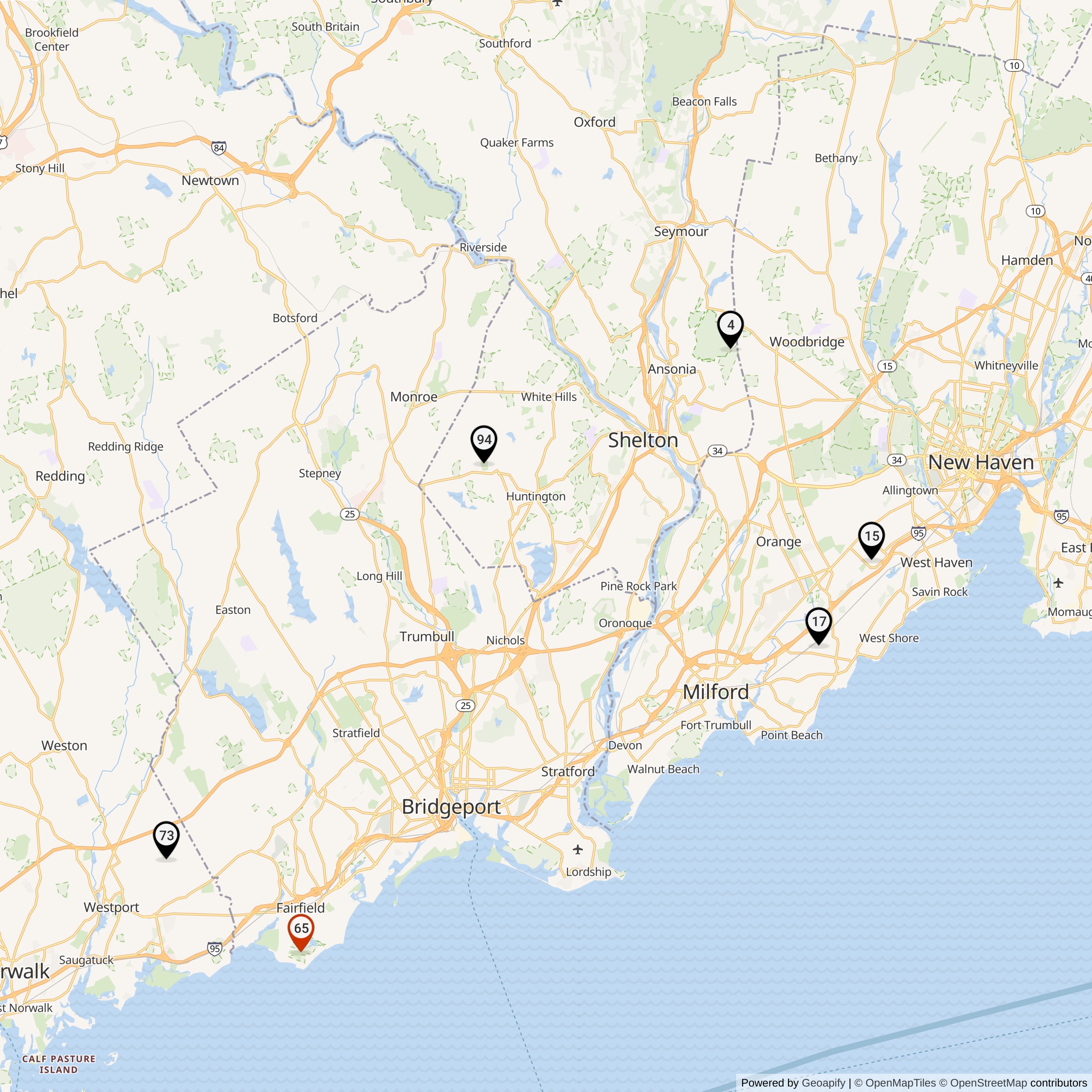 Map Showing Bridgeport Defense Area Nike Launcher Locations
