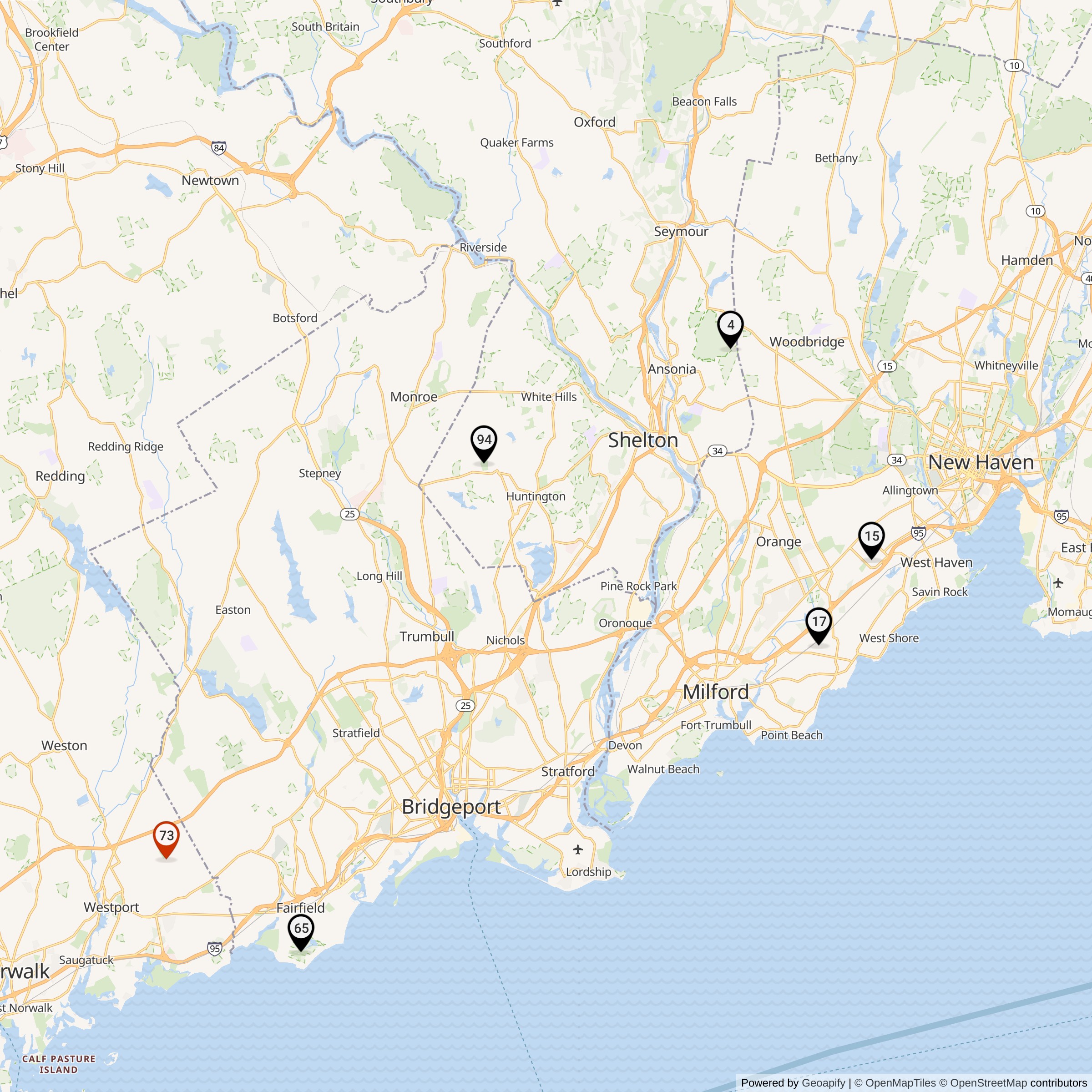 Map Showing Bridgeport Defense Area Nike Launcher Locations