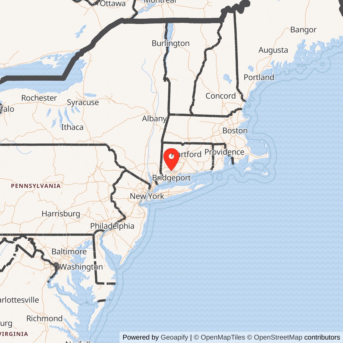 Map showing location of Nike Site BR-94 IFC, Connecticut