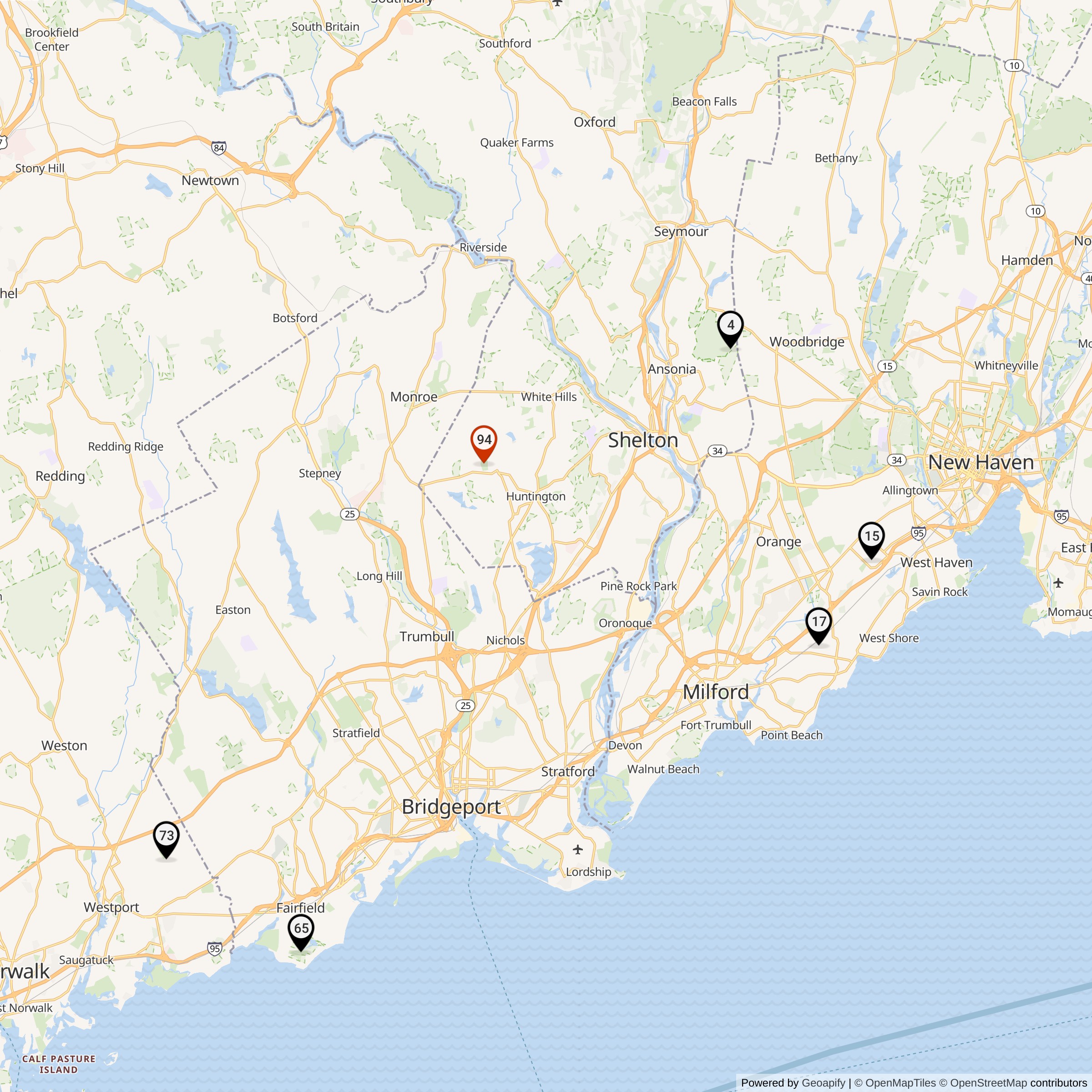 Map Showing Bridgeport Defense Area Nike Launcher Locations