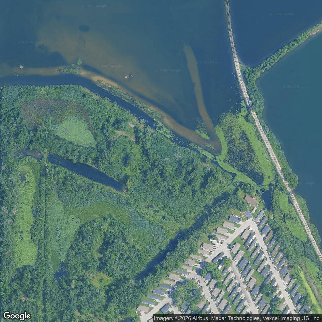 Current Google Satellite Image of Nike Site C-44 IFC, Hegewisch/Wolf Lake Illinois