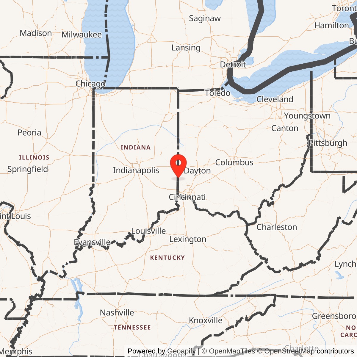 Map showing location of Nike Site CD-78L, Ohio