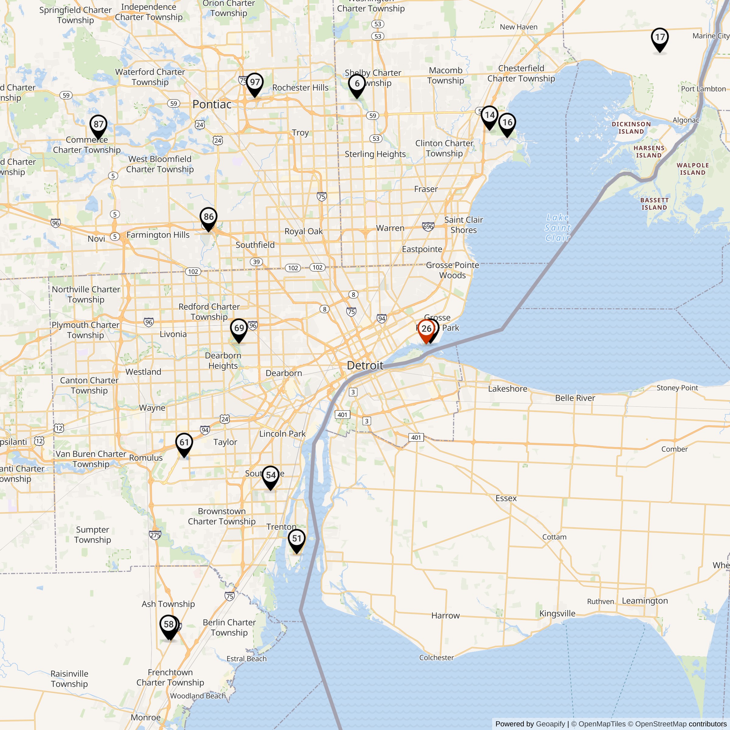 Map Showing Detroit Defense Area Nike IFC Locations
