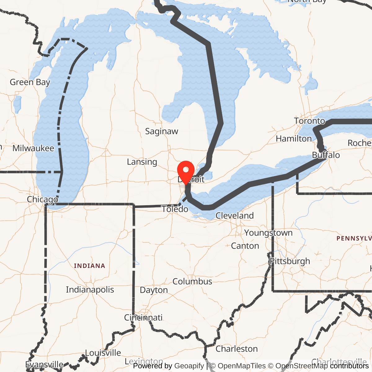 Map showing location of Nike Site D-54L, Michigan