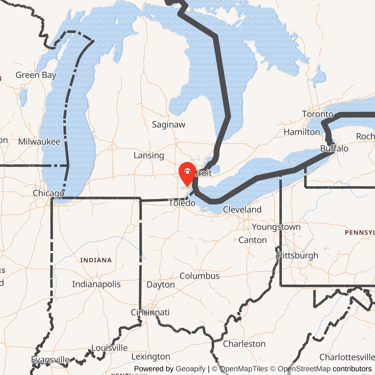 Map showing location of Nike Site D-57L, Michigan