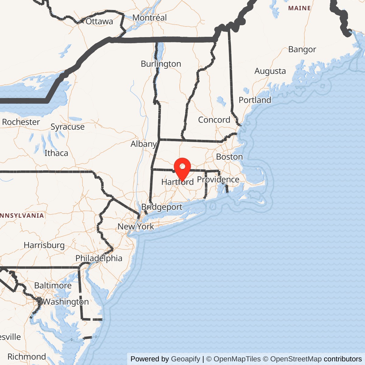 Map showing location of Nike Site HA-25C, Connecticut