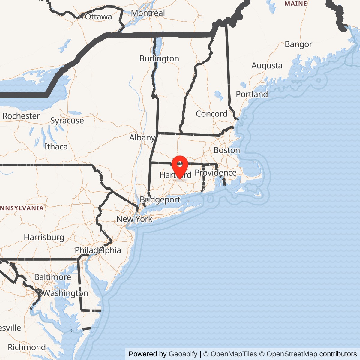 Map showing location of Nike Site HA-36C, Connecticut