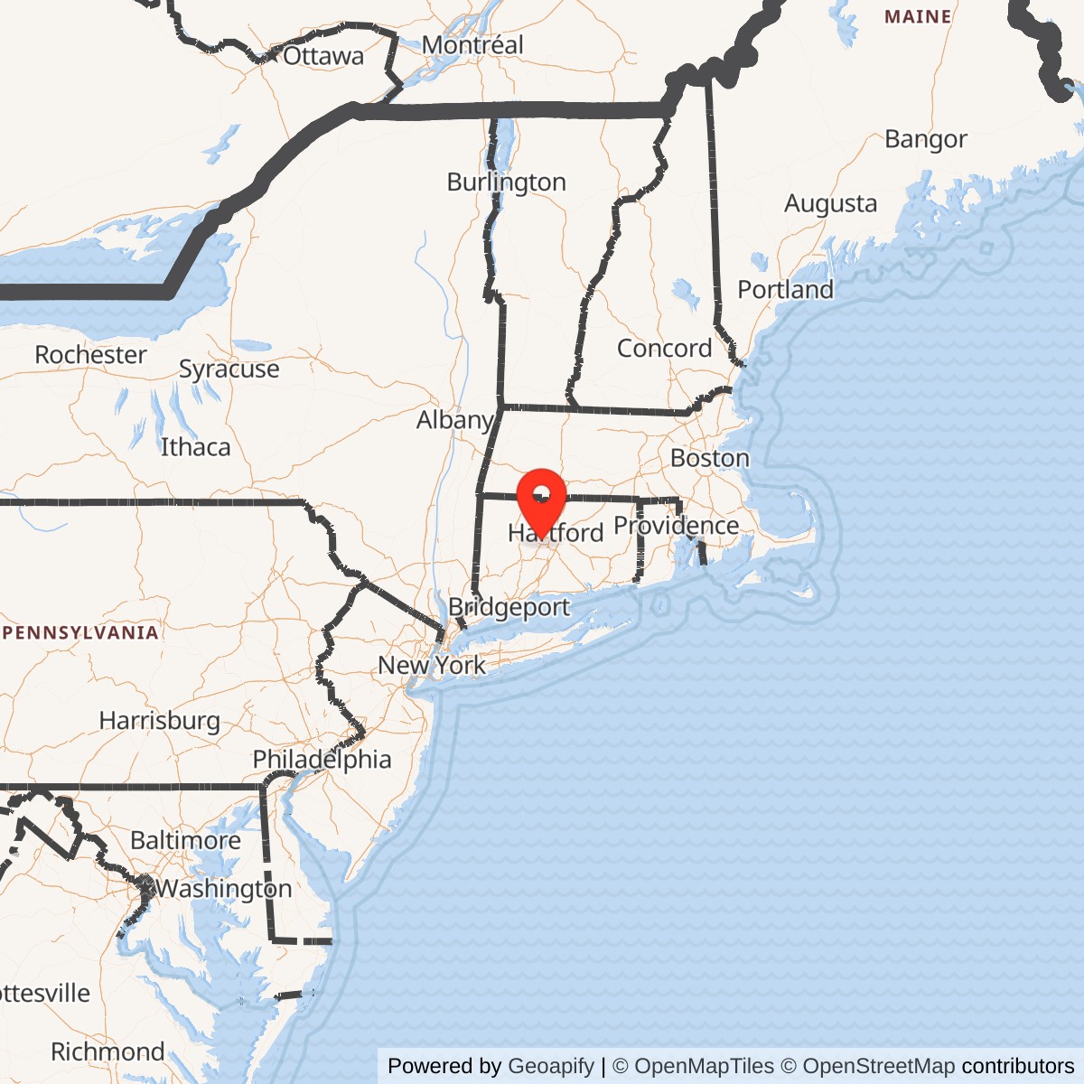 Map showing location of Nike Site HA-67C, Connecticut