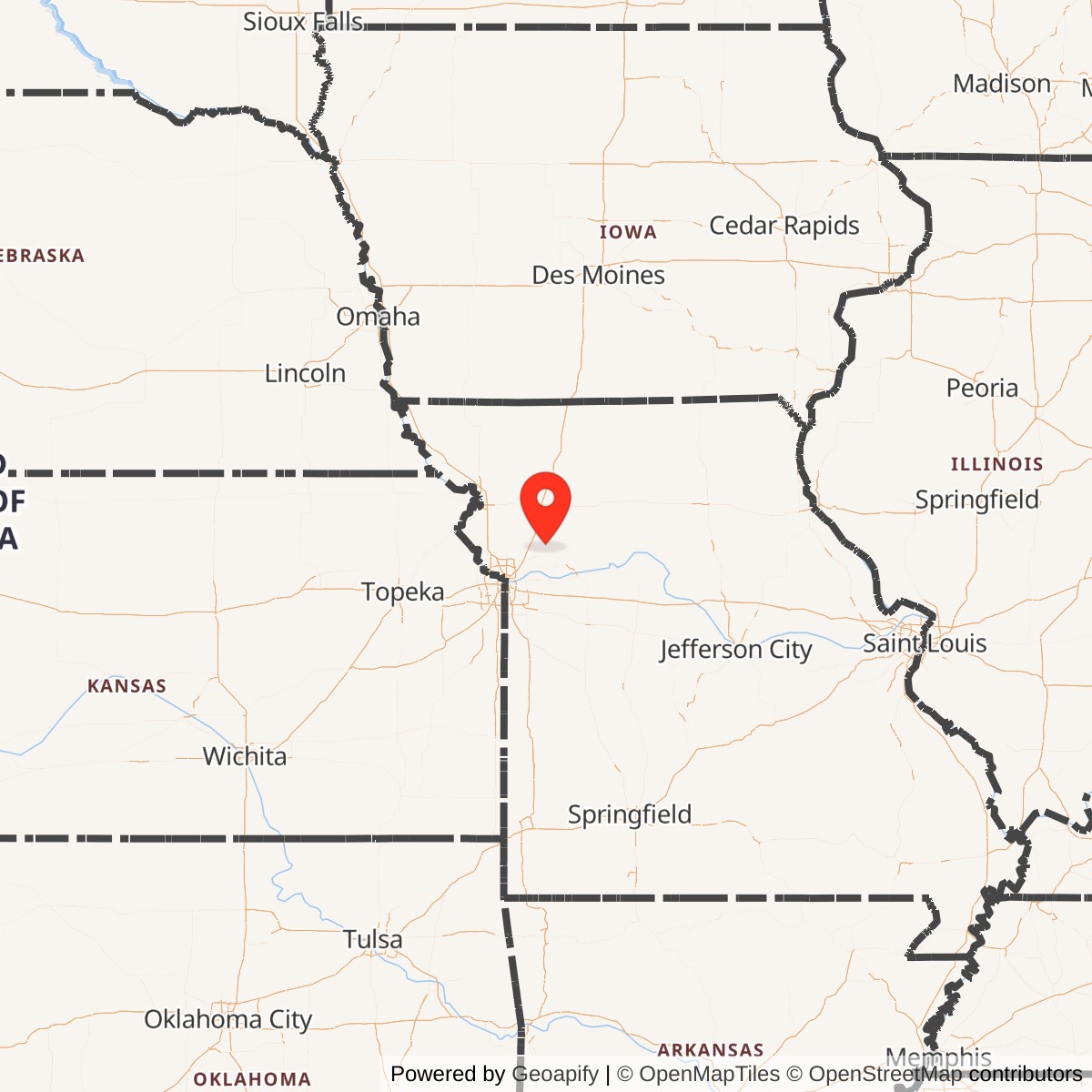 Map showing location of Nike Site KC-10C, Missouri