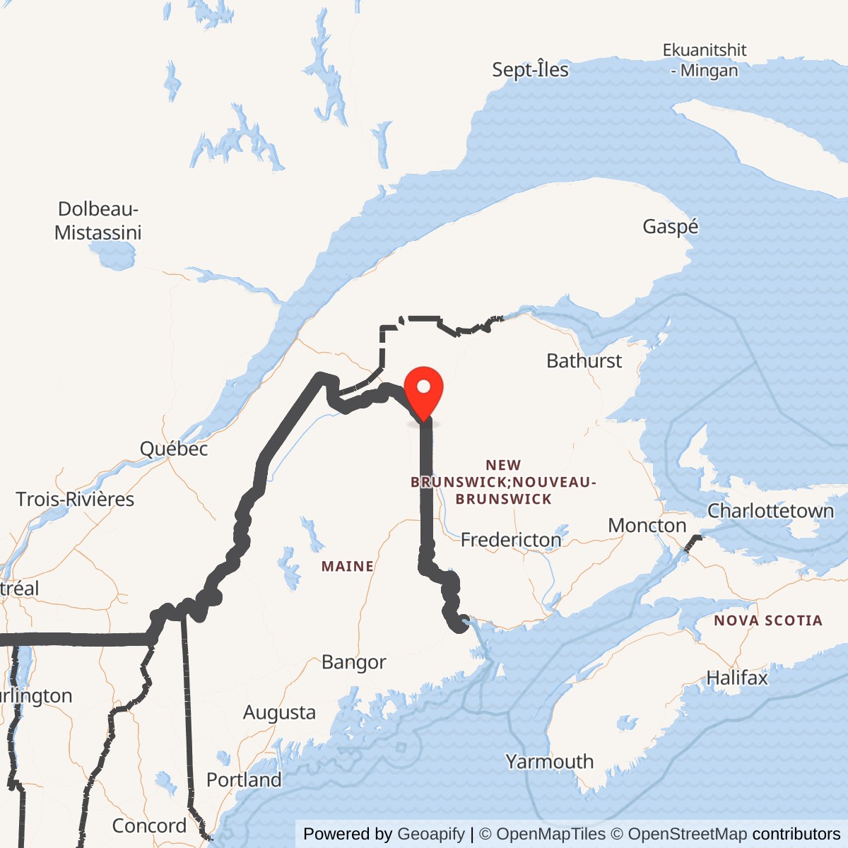 Map showing location of Nike Site L-13C, Maine