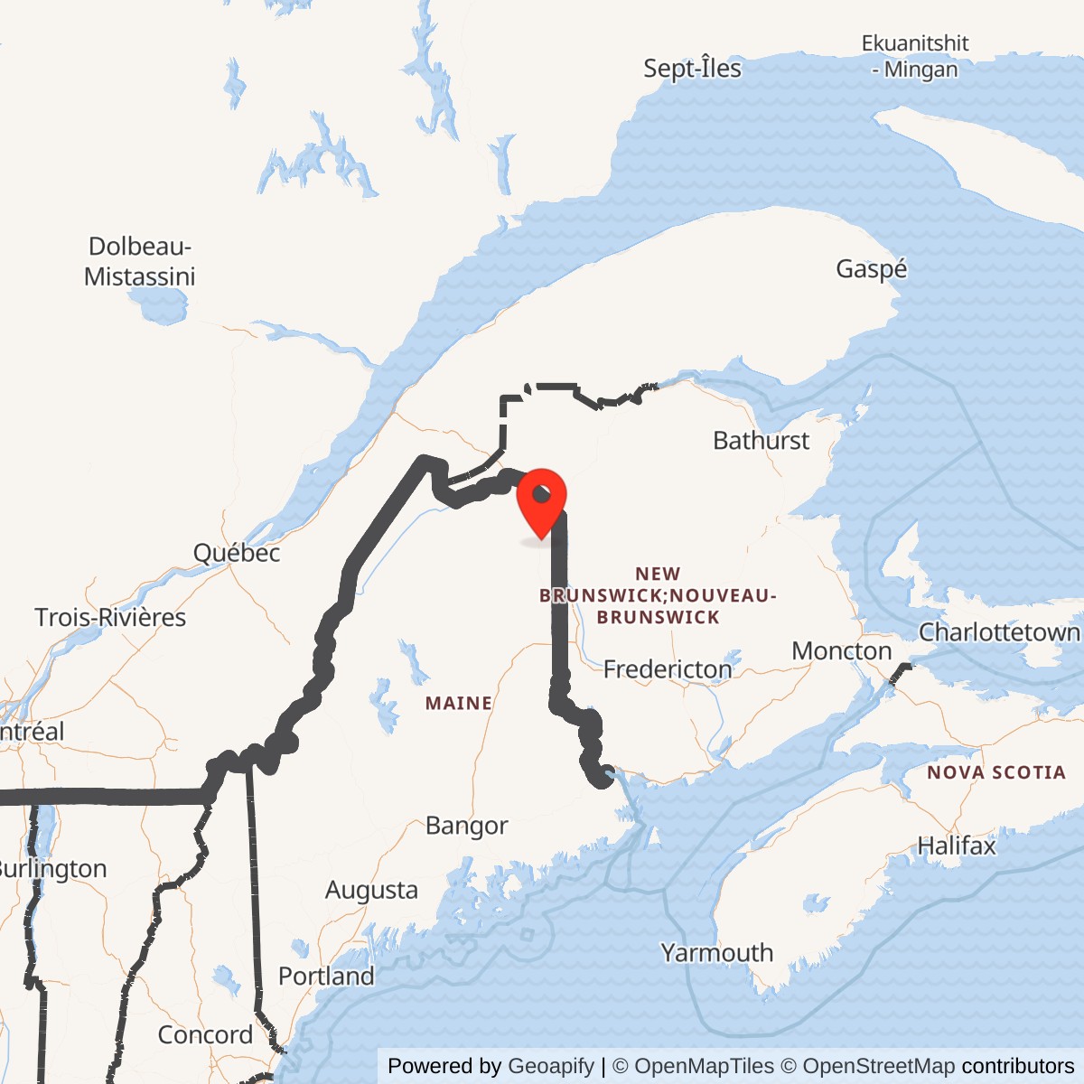 Map showing location of Nike Site L-58C, Maine