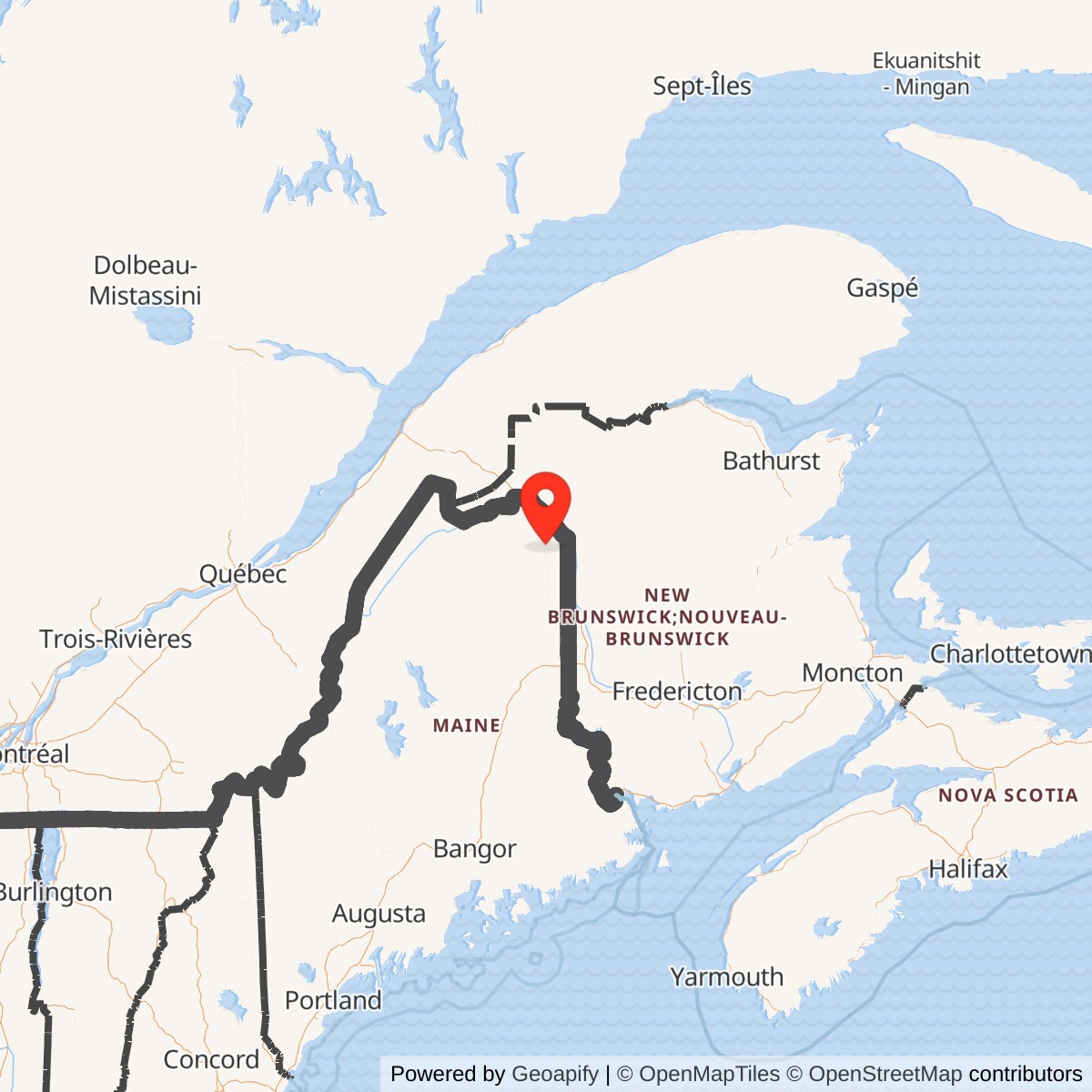 Map showing location of Nike Site L-85C, Maine