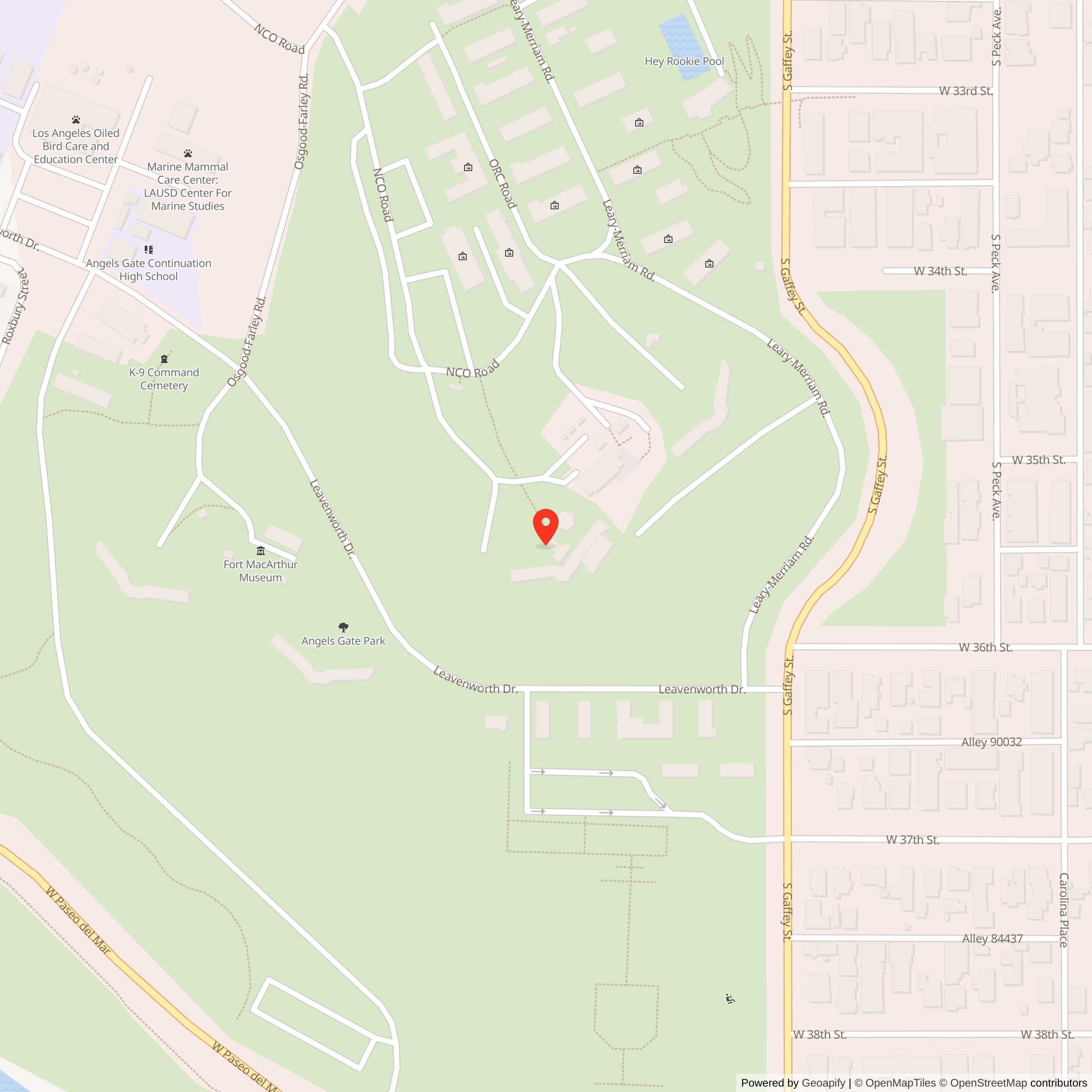 Street Level Map showing location of Nike Site LA-43 IFC, California