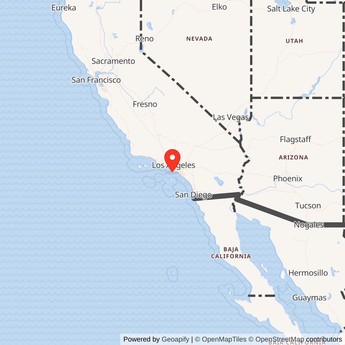 Map showing location of Nike Site LA-43 IFC, California