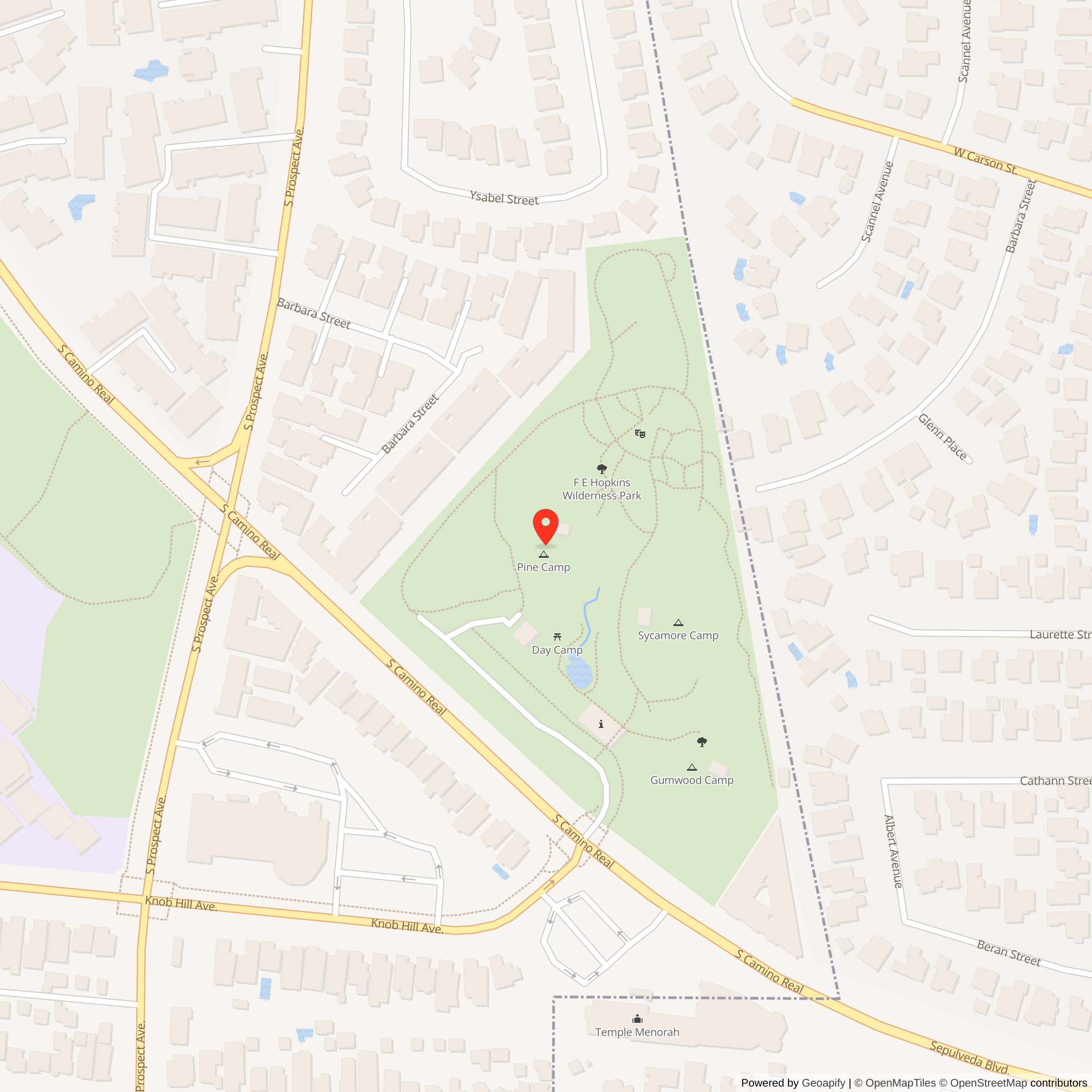 Street Level Map showing location of Nike Site LA-57 IFC, California