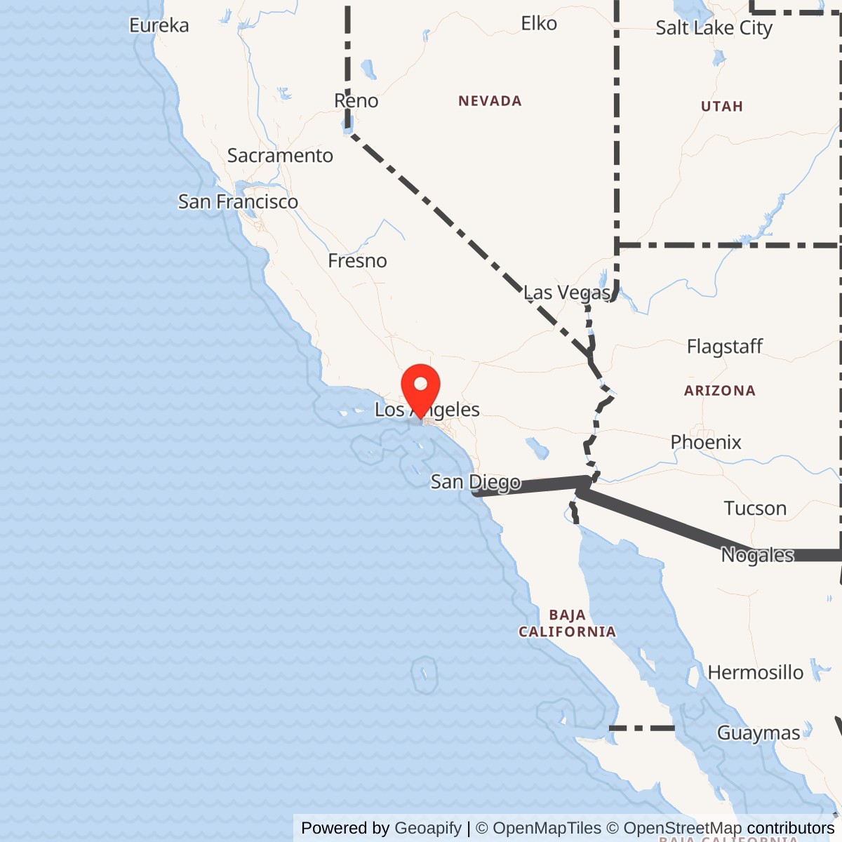 Map showing location of Nike Site LA-57 IFC, California