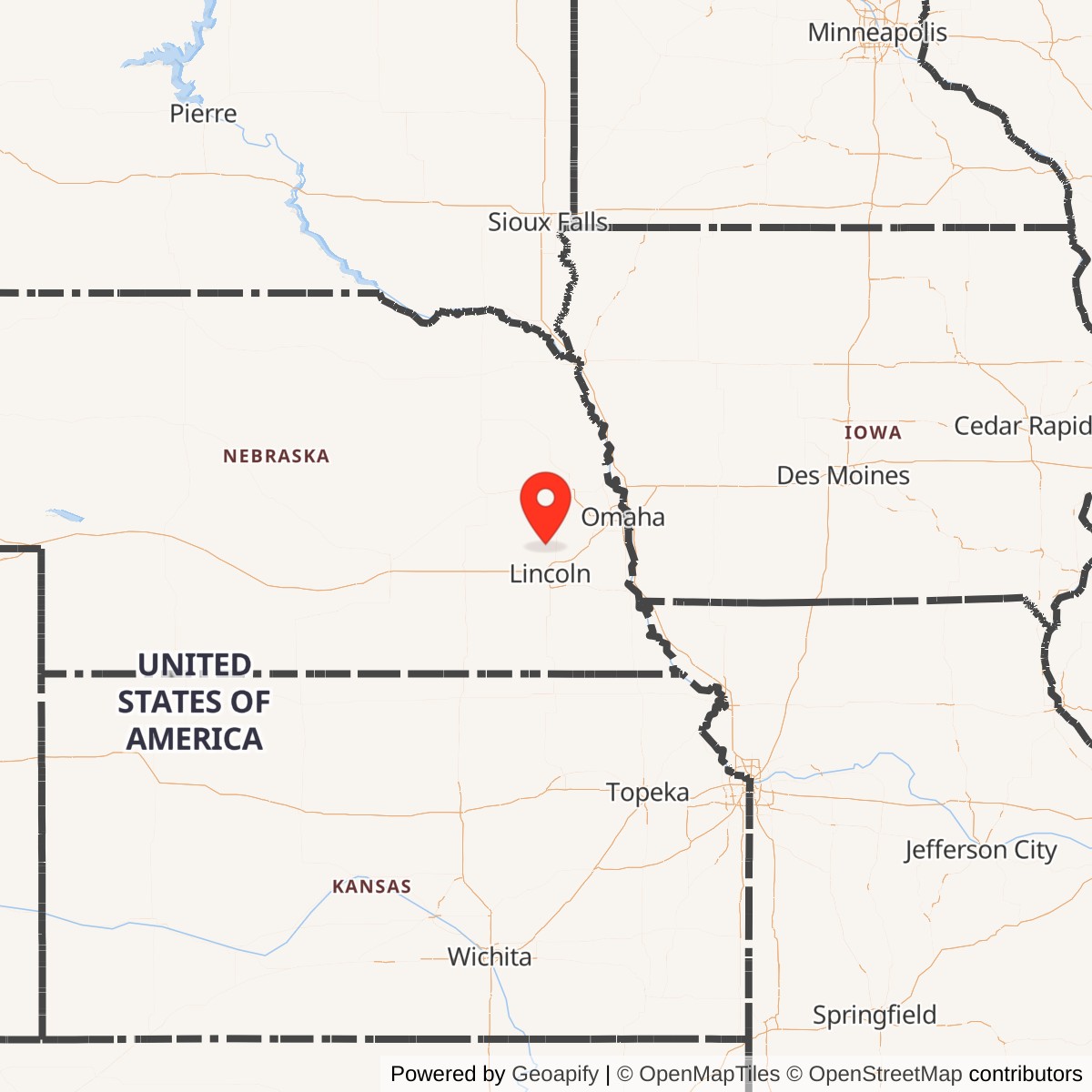 Map showing location of Nike Site LI-01C, Nebraska