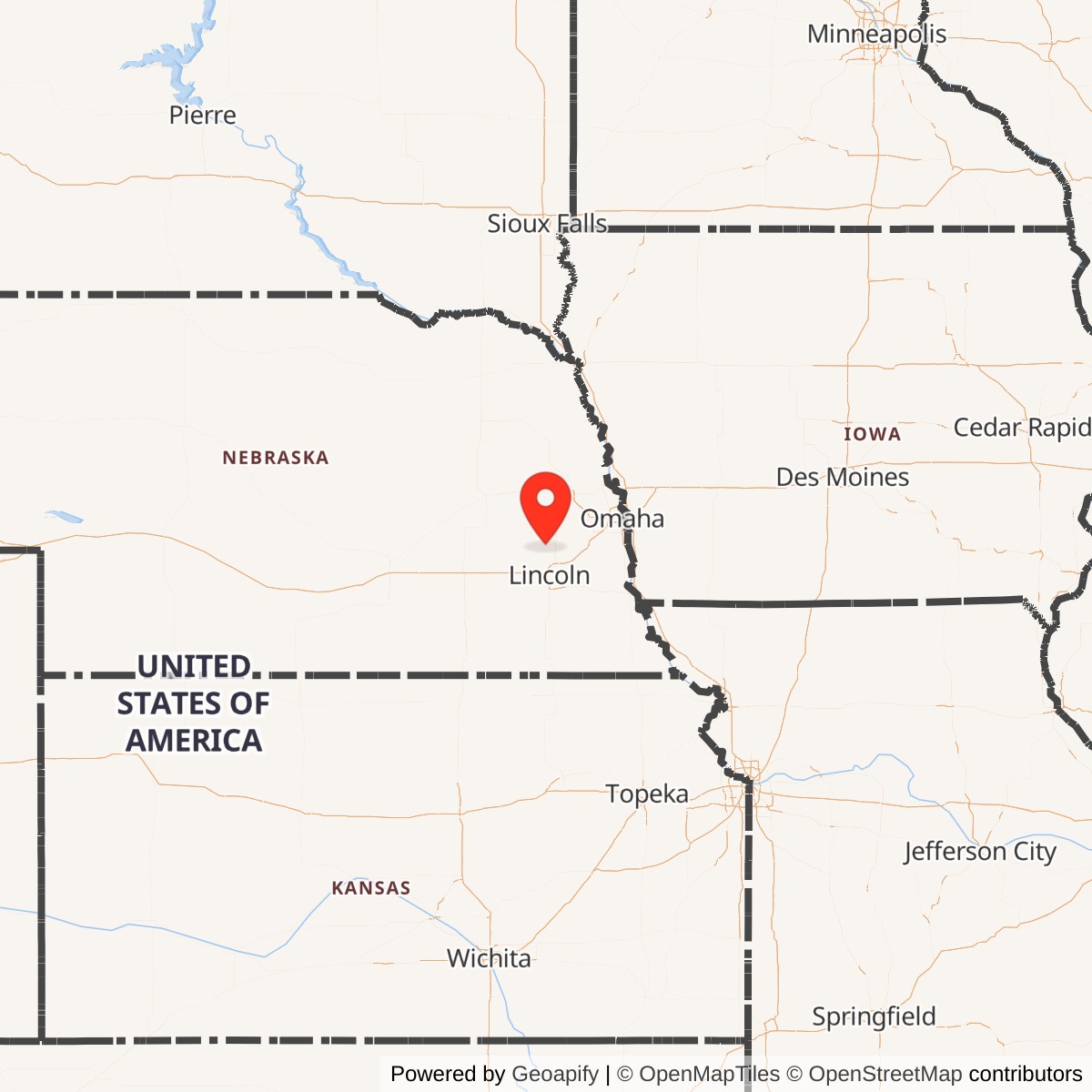 Map showing location of Nike Site LI-01L, Nebraska