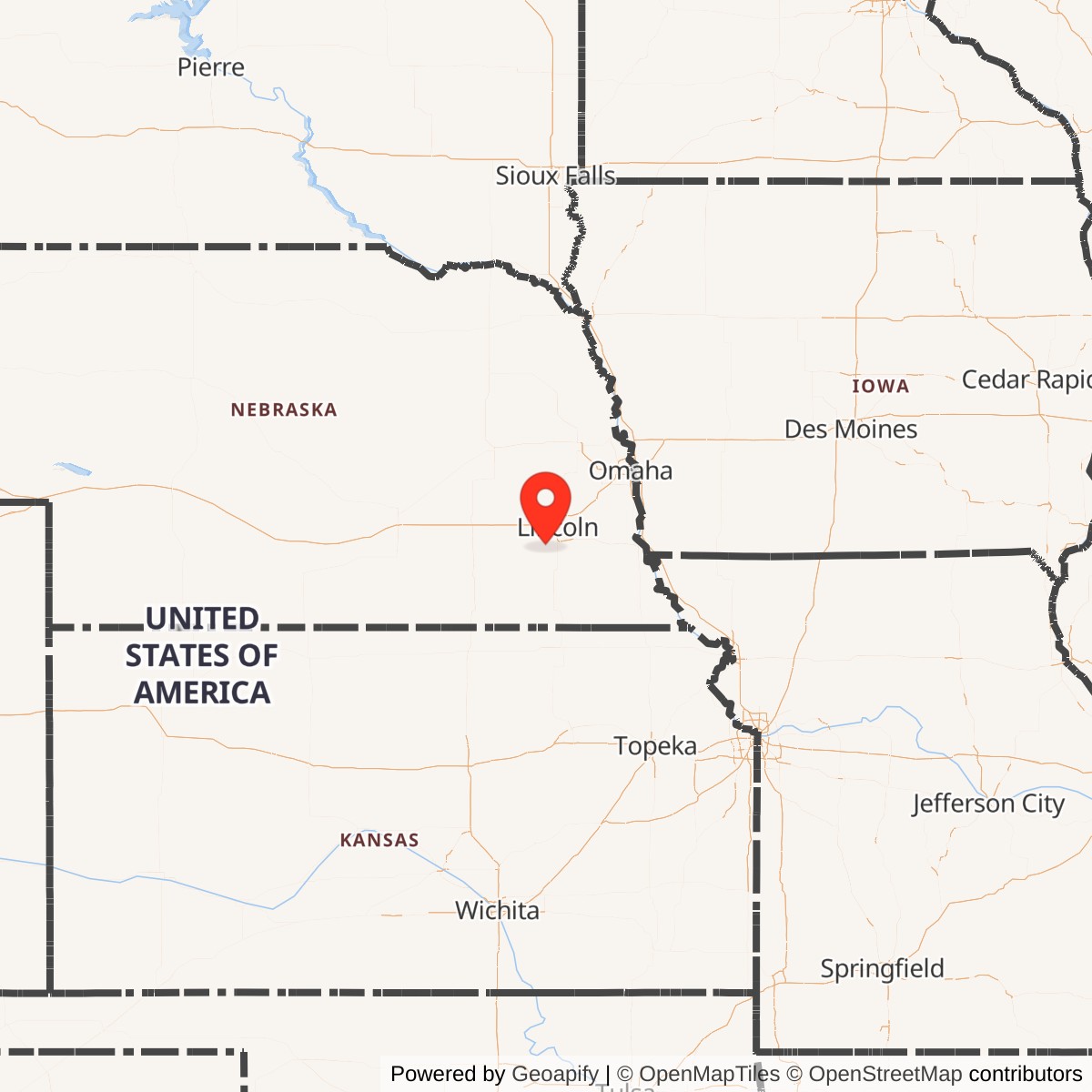 Map showing location of Nike Site LI-50C, Nebraska